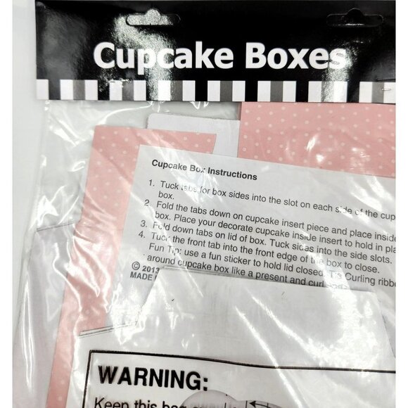 Individual Cupcake Boxes Pink New 2 packages of 6, with Inserts and Clear Window - Picture 6 of 8